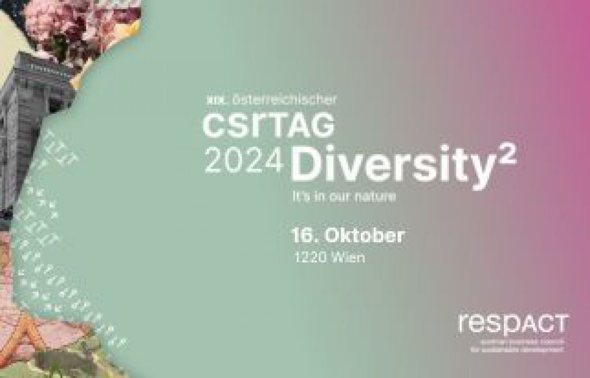 XIX. Österreichischer csrTAG 2024 Diversity2
it´s in our nature
16. Oktober, 1220 Wien
respact